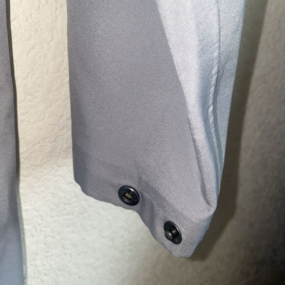 Lands End Men trench Coat Gray Packable Jacket M Snap outdoor classic - Picture 5 of 13